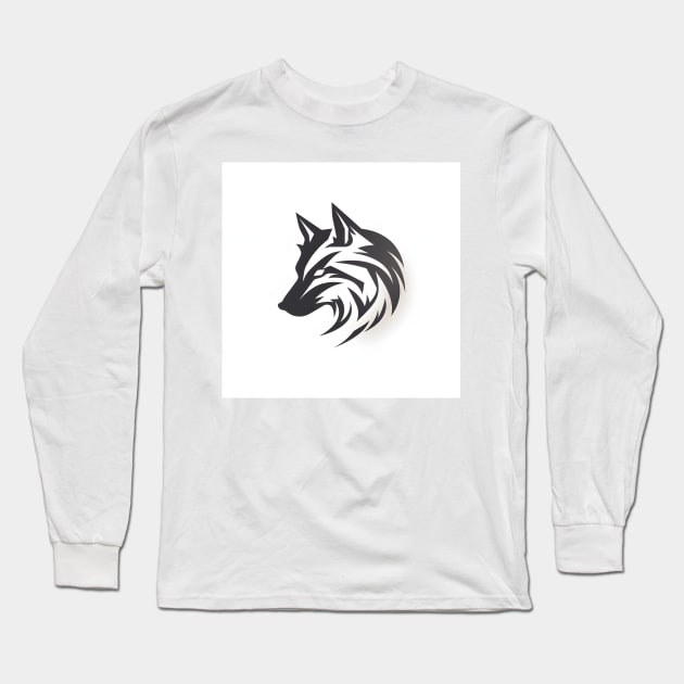 Frost Moon Wolf Shadow Long Sleeve T-Shirt by 2088DesignLab